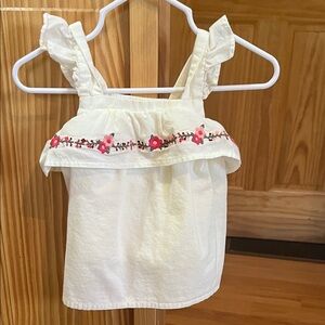 Baby GAP White Blouse with Pink Floral Design